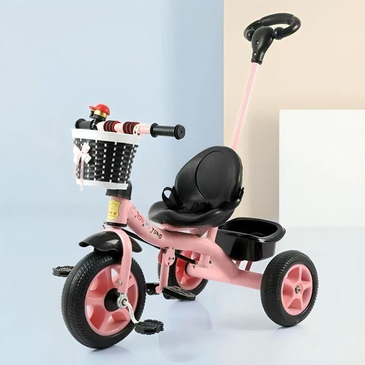 Triciclo Infantil con Manija de Empuje y Canasto - Niña-1