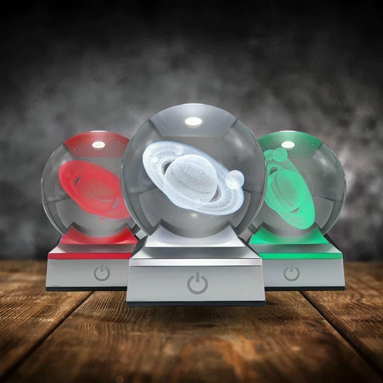 Bola de Cristal LED RGB Diseños 3D Multicolor Saturno-2