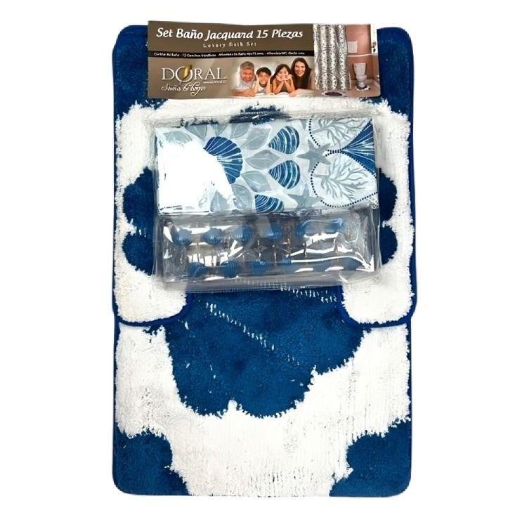 Set de Baño 15pcs Jacquard / Marino Azul Blanco – Doral-0