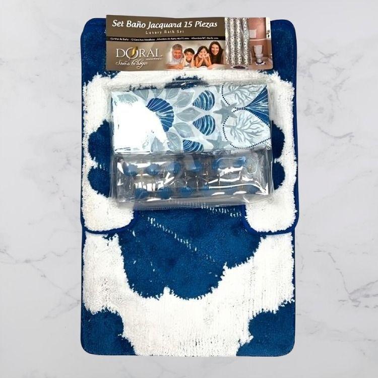 Set de Baño 15pcs Jacquard / Marino Azul Blanco – Doral-1