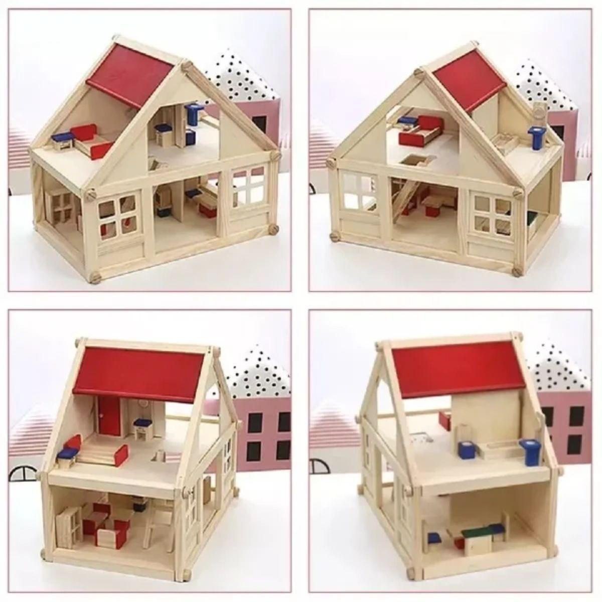 Casa De Muñecas De Madera Muebles Niñas -2