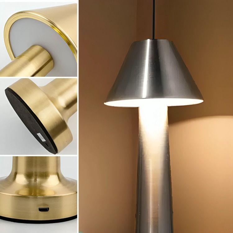 Lampara De Mesa Touch Led Recargable Usb Plateada-2