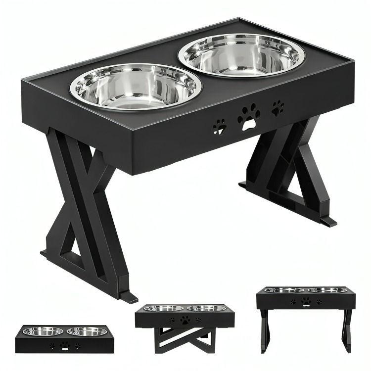 Comedero-bebedero Para Perros Altura Ajustable - Plato Acero-1