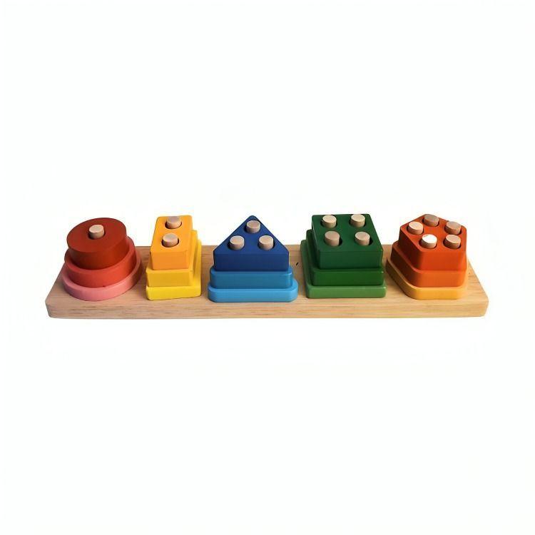 Juego Encaje Y Dificultad Madera Didáctico Bloques Madera -0