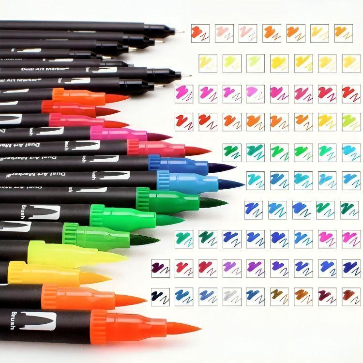 132 Marcadores De Doble Punta Tipo Pincel Colores-3