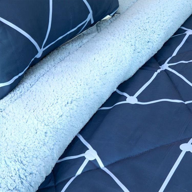 Plumón Estampado Deluxe Sherpa 1,5 Plazas / Triángulos Azules – Doral  -4