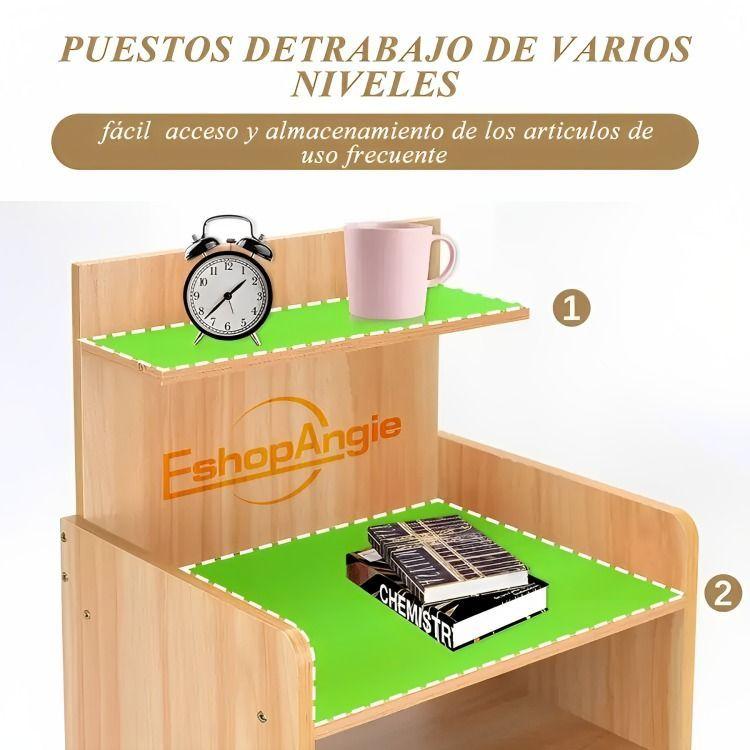 Velador 2 Cajones Mesa De Noche Retro 48x30x43 Cm-2