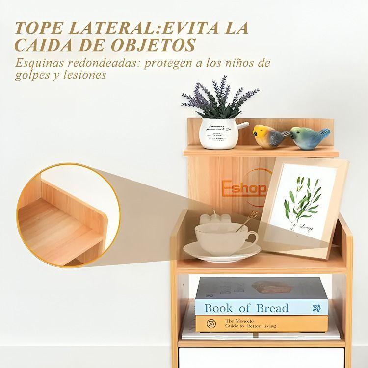 Velador 2 Cajones Mesa De Noche Retro 48x30x43 Cm-3