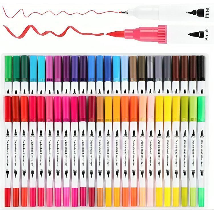 48 Marcadores De Doble Punta Tipo Pincel Colores-2