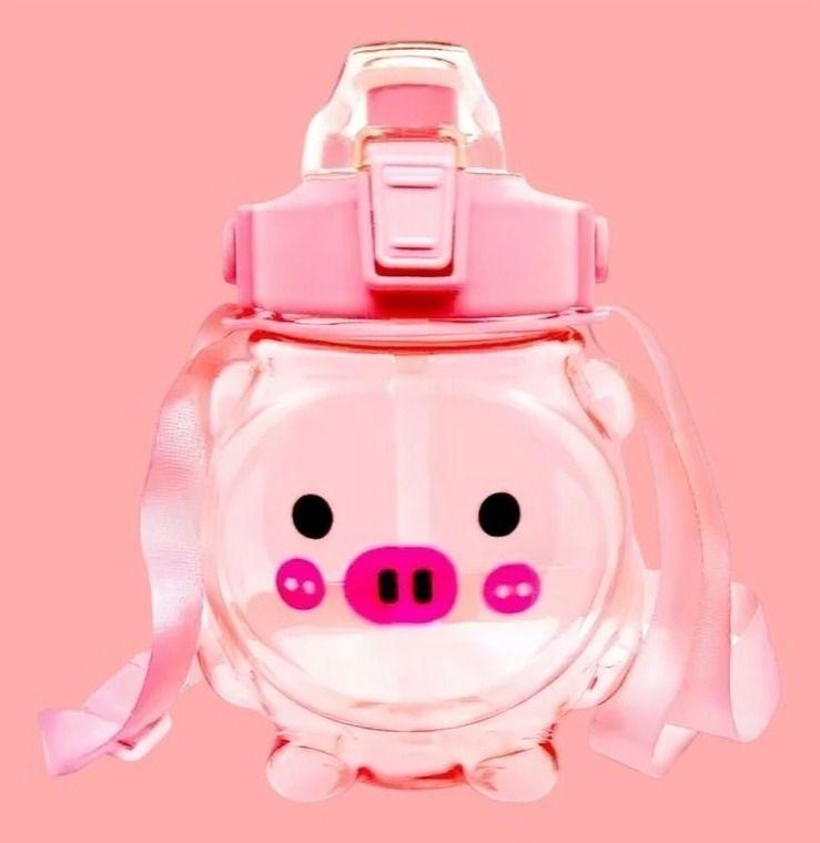Botella Agua Antiderrame Kawaii Con Sticker Y Correa 1000ml Turqueza-2