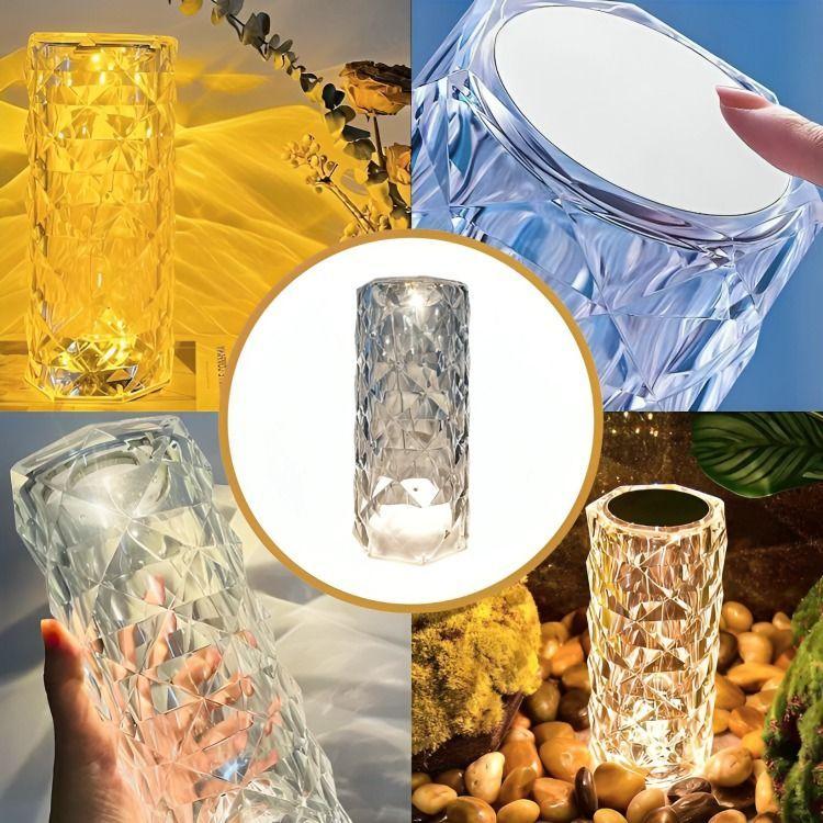 Lámpara De Acrílico Rosa Diamante Táctil-4