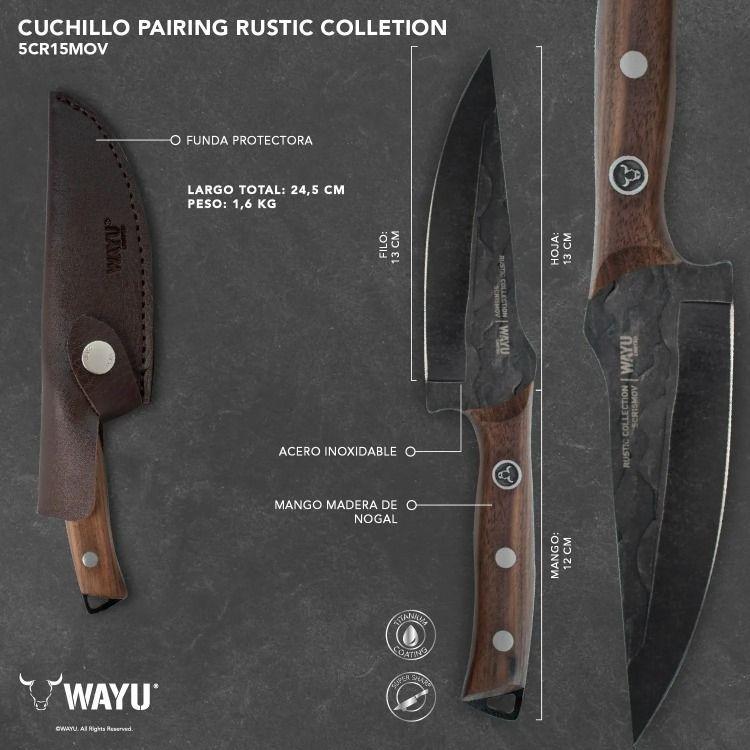 CUCHILLO PAIRING CON FUNDA RUSTIC COLECCTION WAYU-3