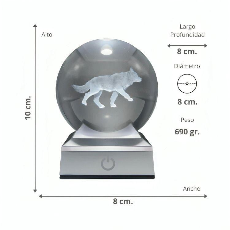 Bola de Cristal LED RGB Diseños 3D Multicolor Lobo-3