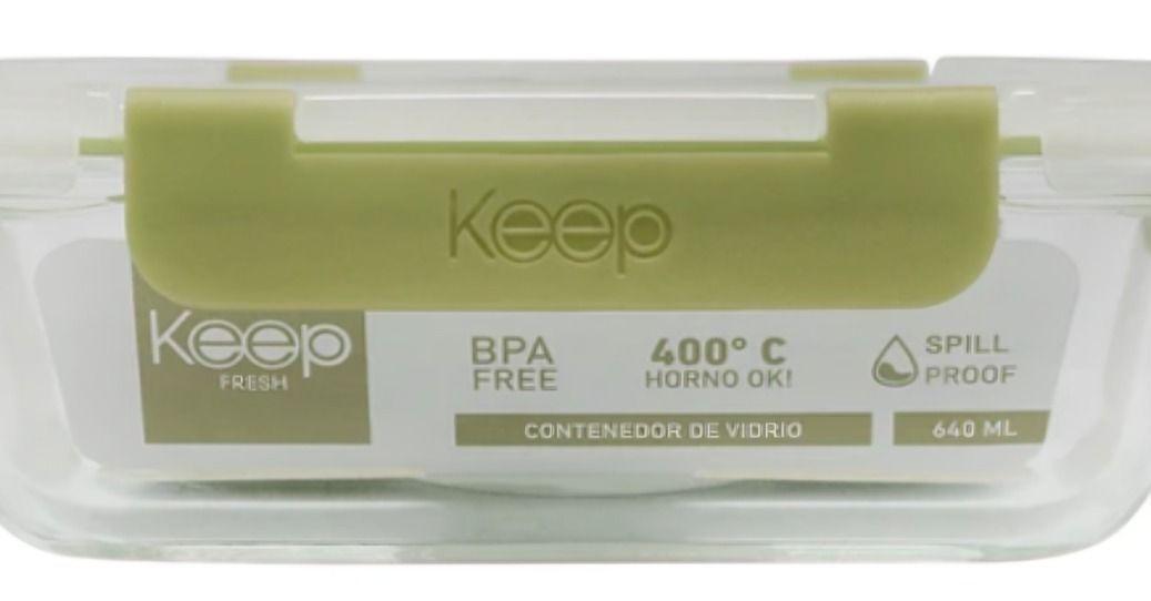 HERMETICO RECTANGULAR 1520ML GLASS KEEP VERDE-2