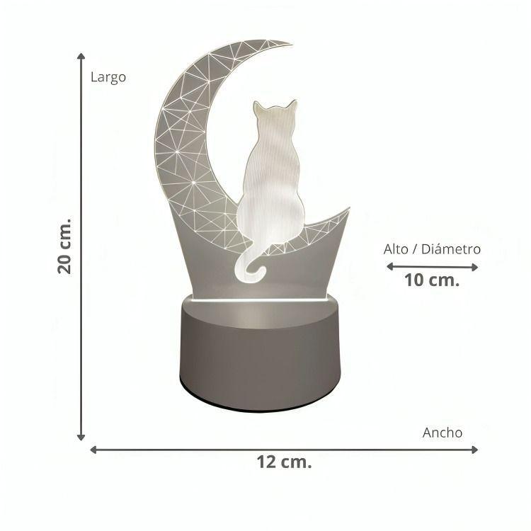 Lámpara LED De Mesa 3D USB Luz Gato y Luna-2