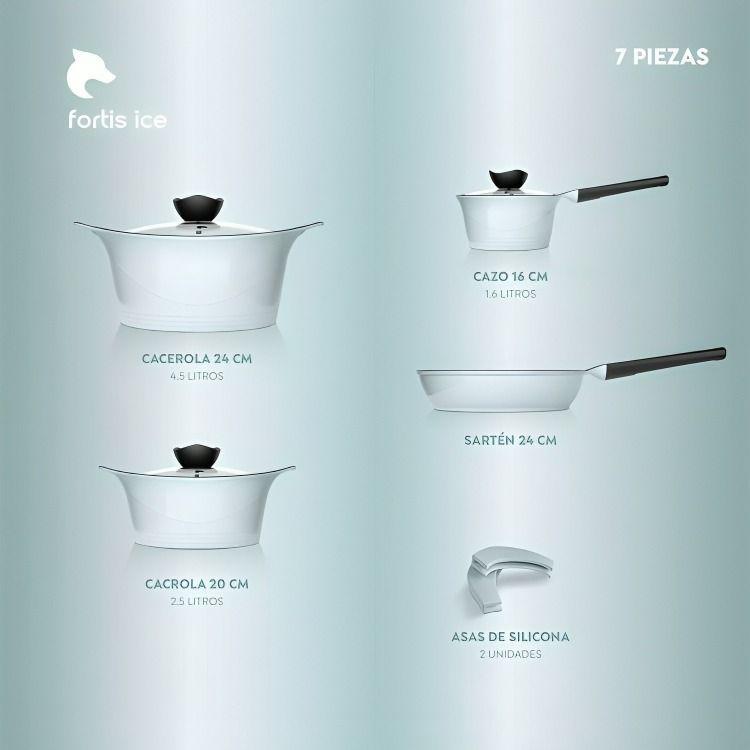 Batería Cocina Aluminio Fundido 7 piezas Fortis ICE-5