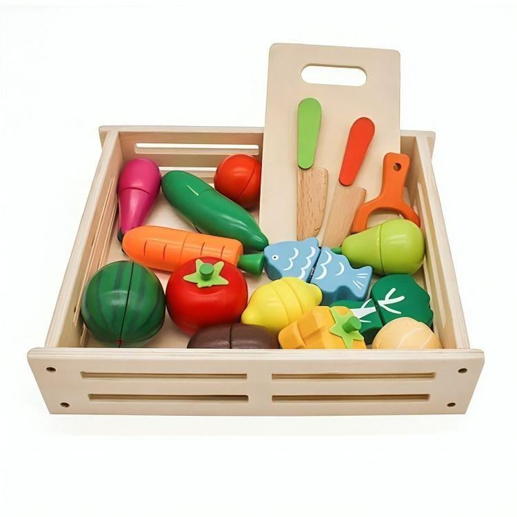 Set de Frutas y Verduras Madera Juguete Didáctico-0