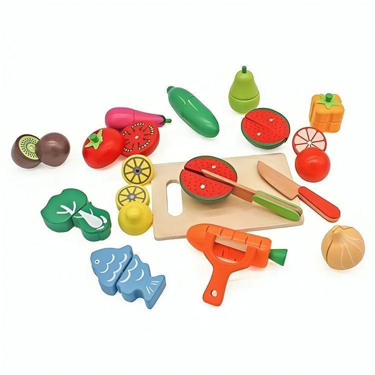 Set de Frutas y Verduras Madera Juguete Didáctico-1