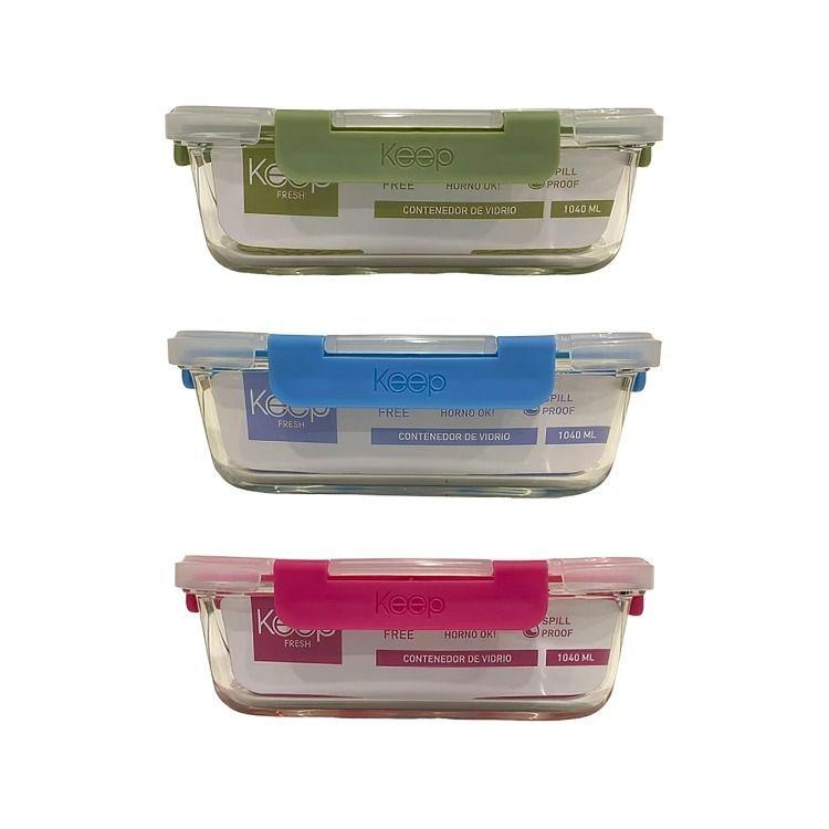 HERMETICO RECTANGULAR 1040ML GLASS KEEP VERDE-2