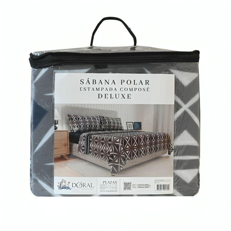 Sábanas de Polar Composé King / Triángulos Gris Blanco – Doral-0