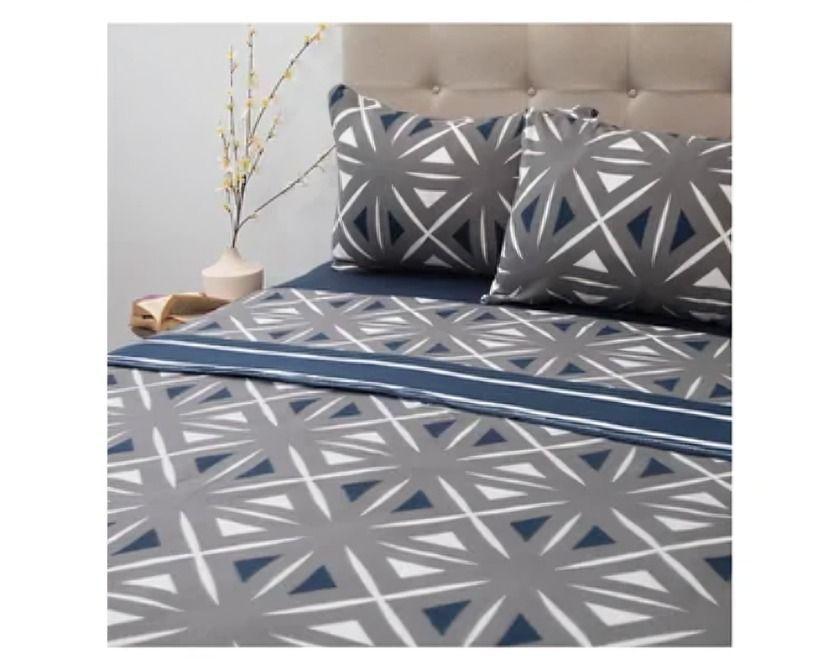 Sábanas de Polar Composé King / Triángulos Gris Blanco – Doral-1