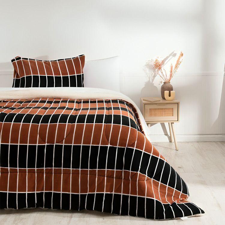 Plumón Coral Sherpa Estampado 2,5 Plazas / Cuero – Mashini  -1
