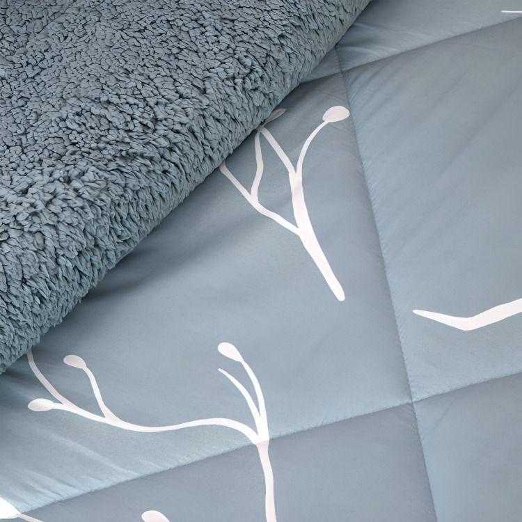 Plumón Estampado Deluxe Sherpa 1,5 Plazas / Ramas Celeste – Doral -3