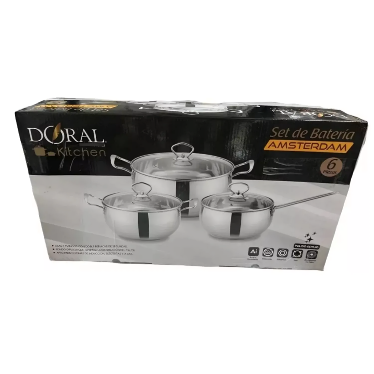 Batería de Cocina Acero Inox. de 6 piezas  Amsterdam Doral-2