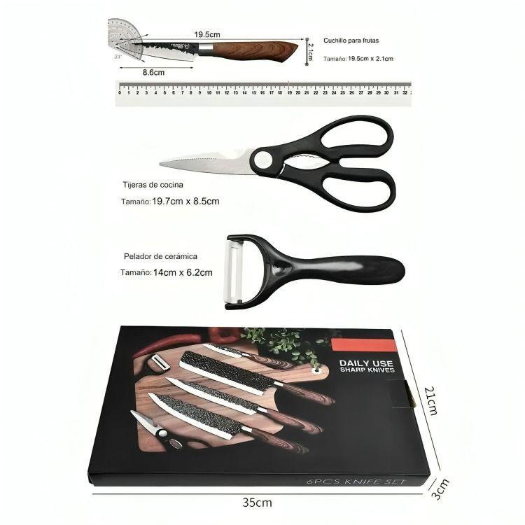 Set De Cuchillos Cocina Profesional Acero 6 Piezas -4