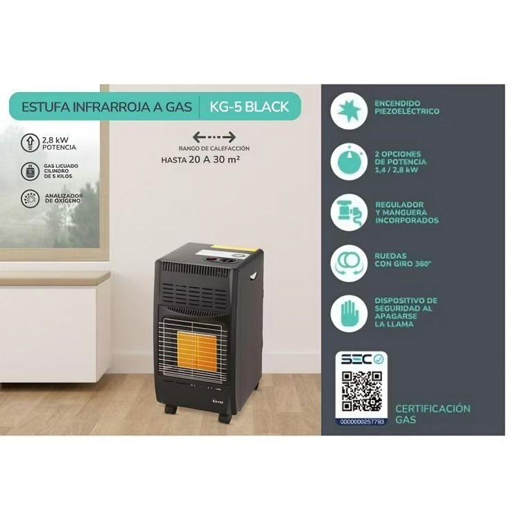 ESTUFA GAS de  USO DOMESTICO KENDAL KG-5 NEGRA-2