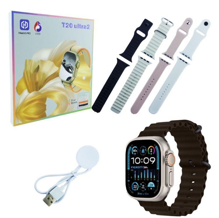 RELOJ SMARTWATCH KIT T20 ULTRA2 + 4 CORREAS PANT 2.03" COLORES CON NOTIFICACIONES  -1