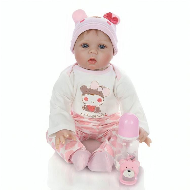 Muñeca Bebe Reborn Juguete Realista 55cm con Accesorios-0