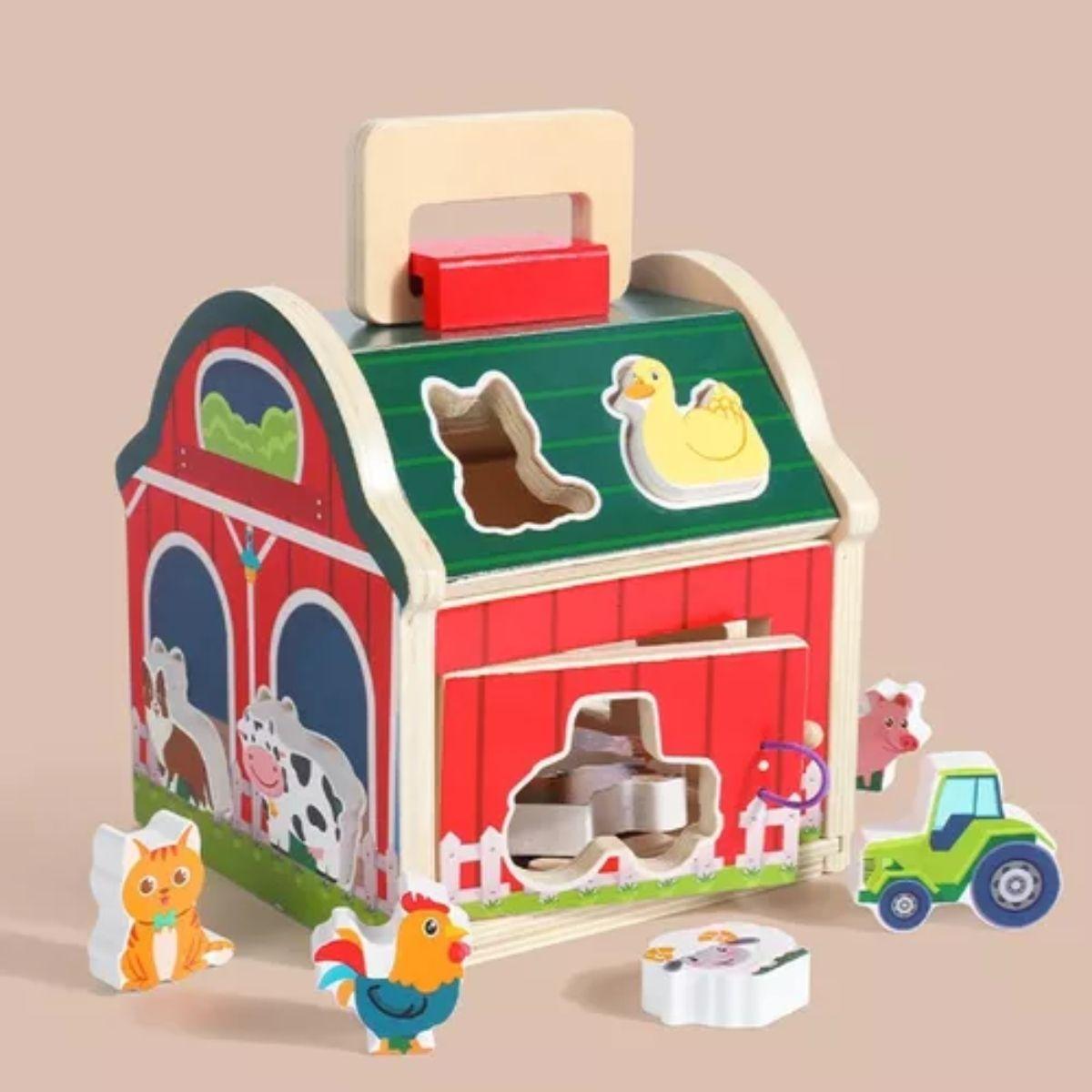 Juguete Encaje Granja Animales De Madera Didáctico Niños-2