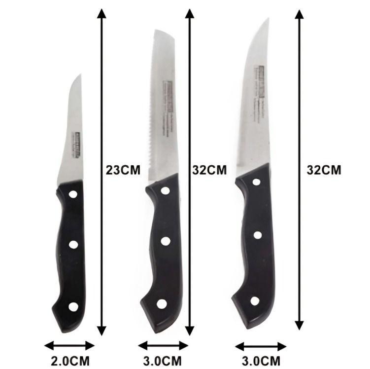 Set 3 Cuchillos para Cocina Negro-1
