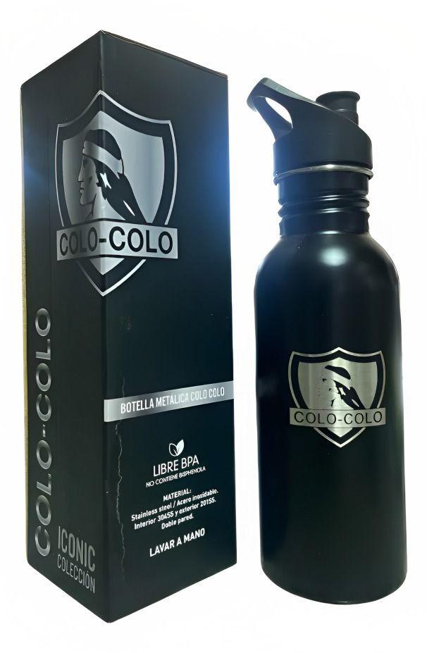 Botella Metalica Colo Colo 600 Ml Color Negro-2