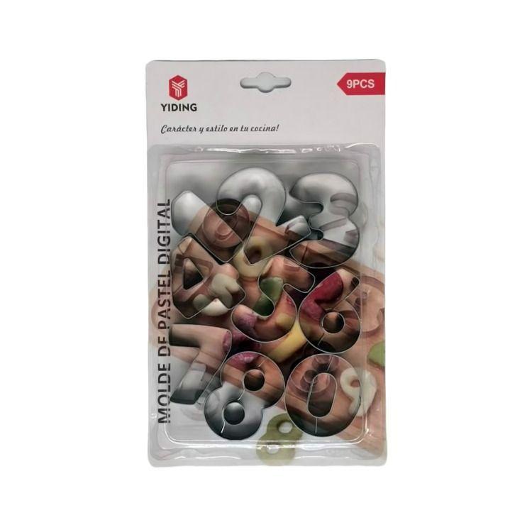 SET 9 PIZAS MOLDEL METAL PASTEL - NUMEROS-0