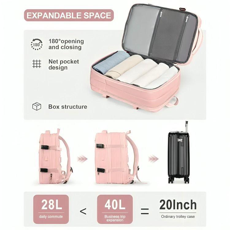 Mochila De Viaje Gran Capacidad Impermiable Viral Unisex negro-2