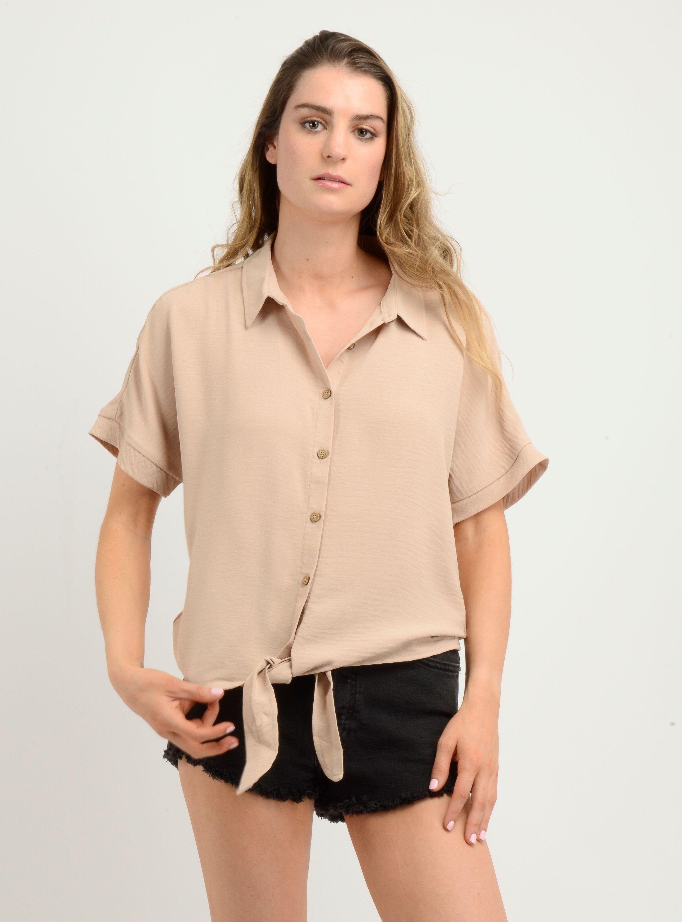 BLUSA MANGA CORTA MIKAH  BEIGE-3