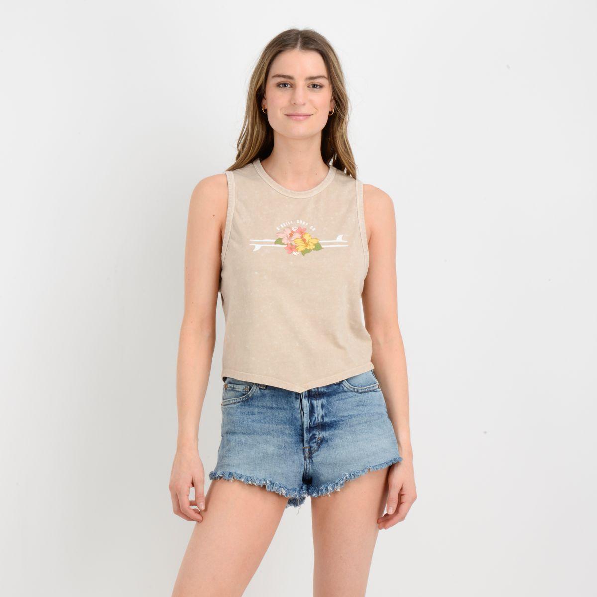 POLERA SIN MANGAS TROPICAL SURF  BEIGE OSCURO-0