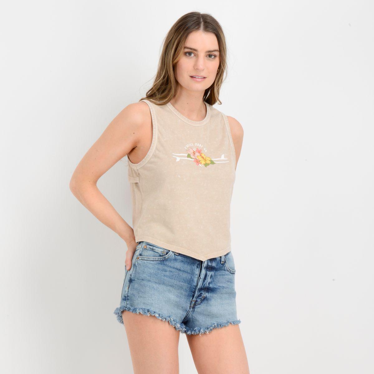 POLERA SIN MANGAS TROPICAL SURF  BEIGE OSCURO-2