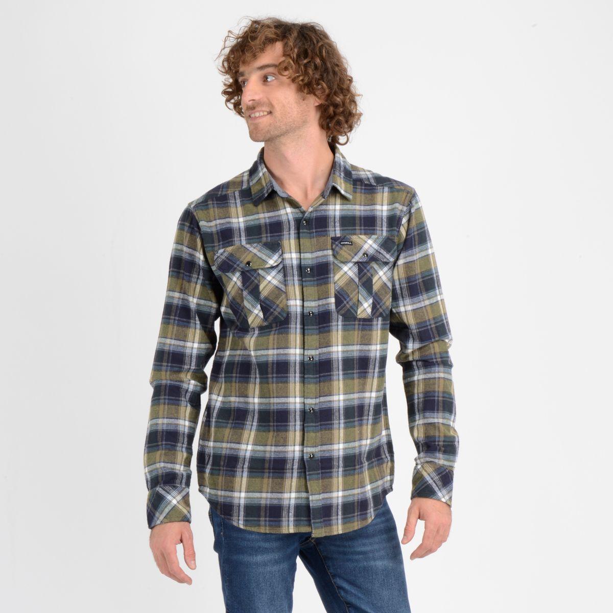 CAMISA MANGA LARGA WITTAKER PLAID FLANNEL VERDE OSCURO-2