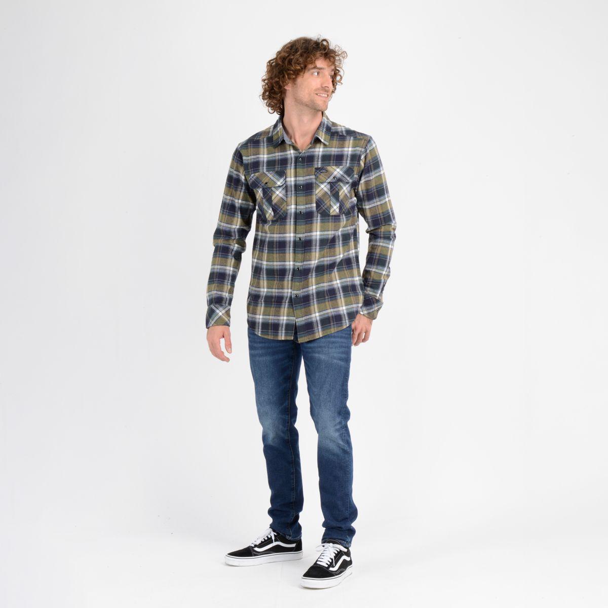 CAMISA MANGA LARGA WITTAKER PLAID FLANNEL VERDE OSCURO-3