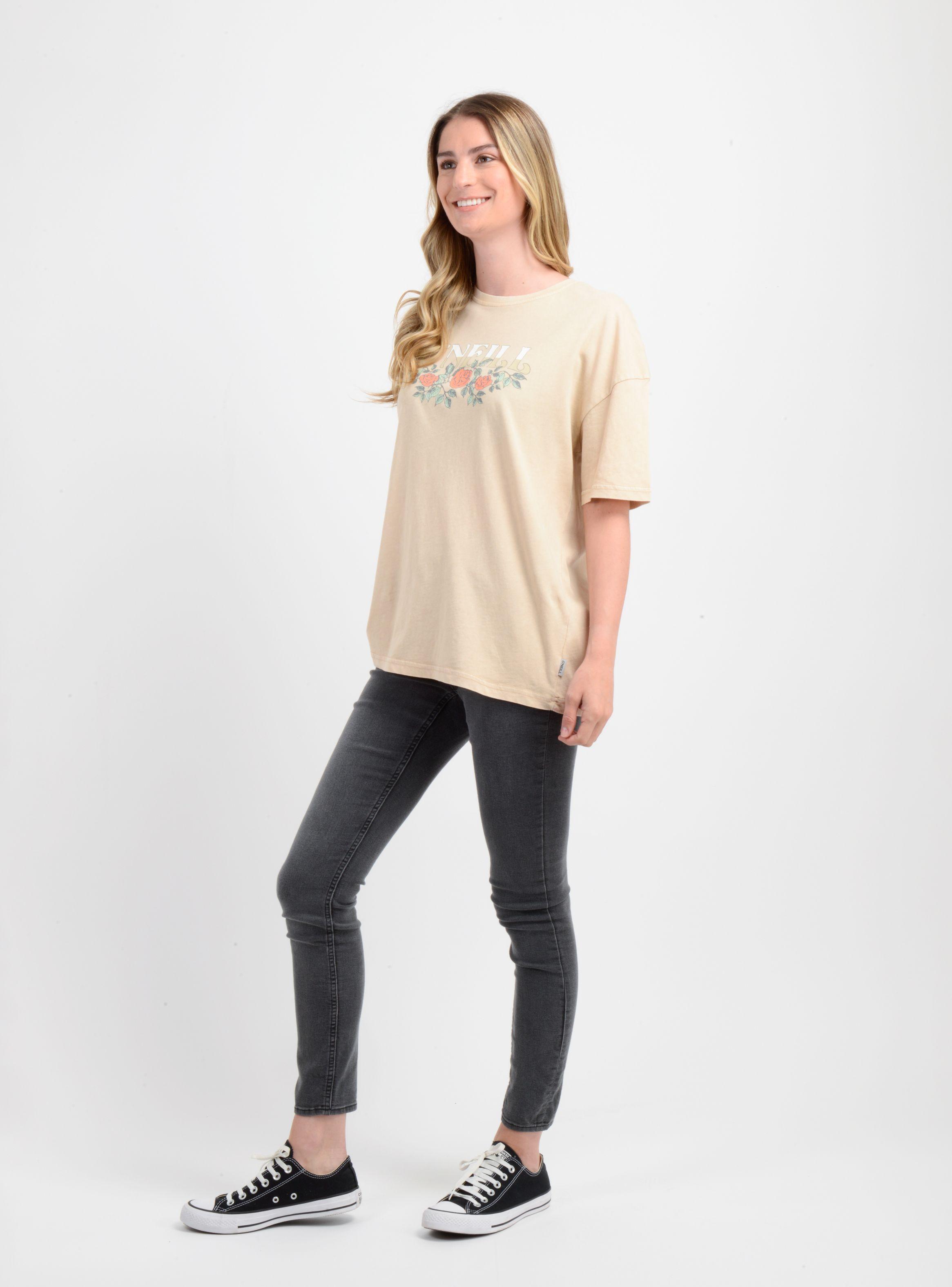 POLERA MANGA CORTA FLOWER  VINEZ BEIGE-2