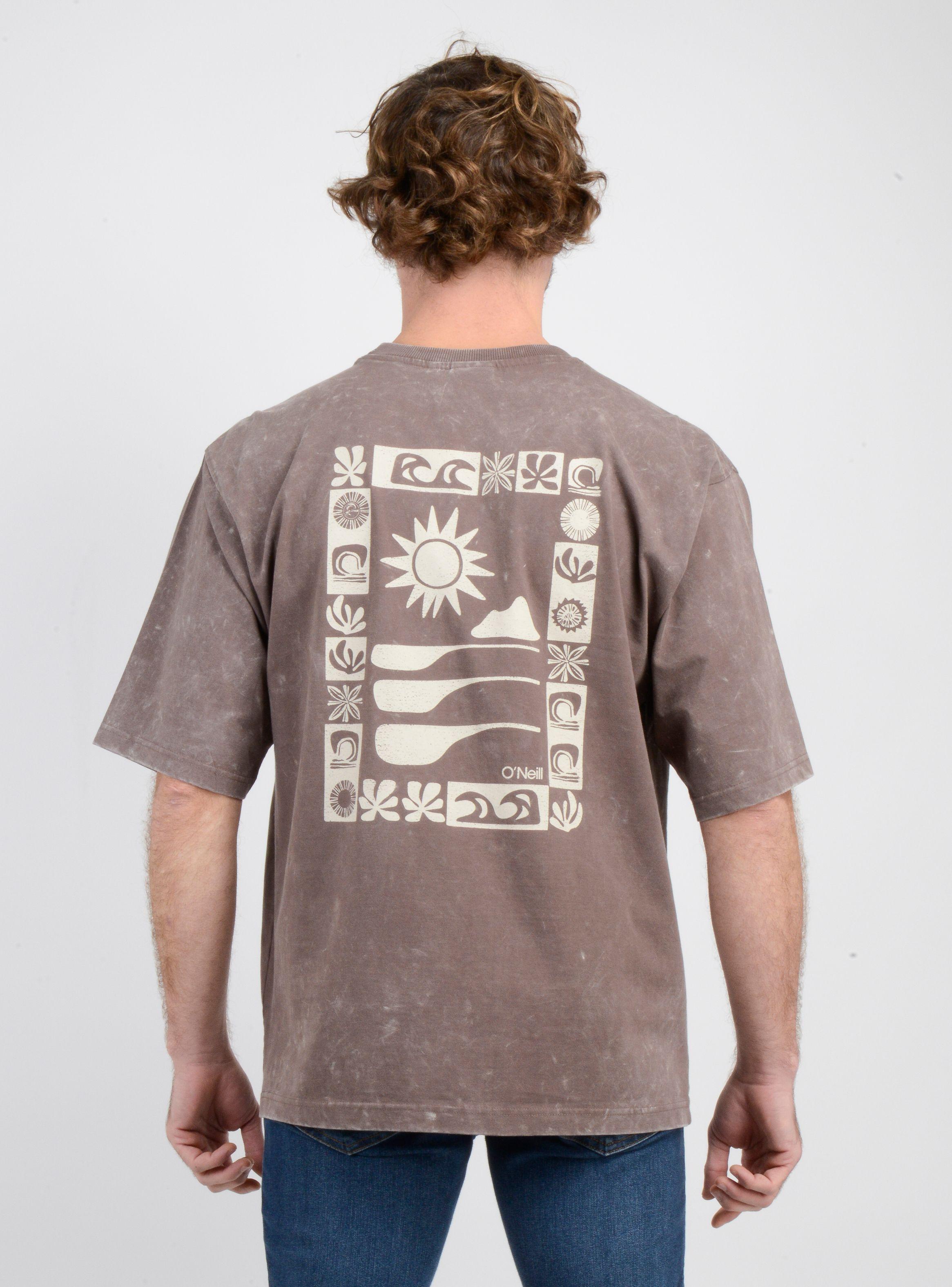 POLERA MANGA CORTA OVERSIZE BLOCK CAFÉ-1