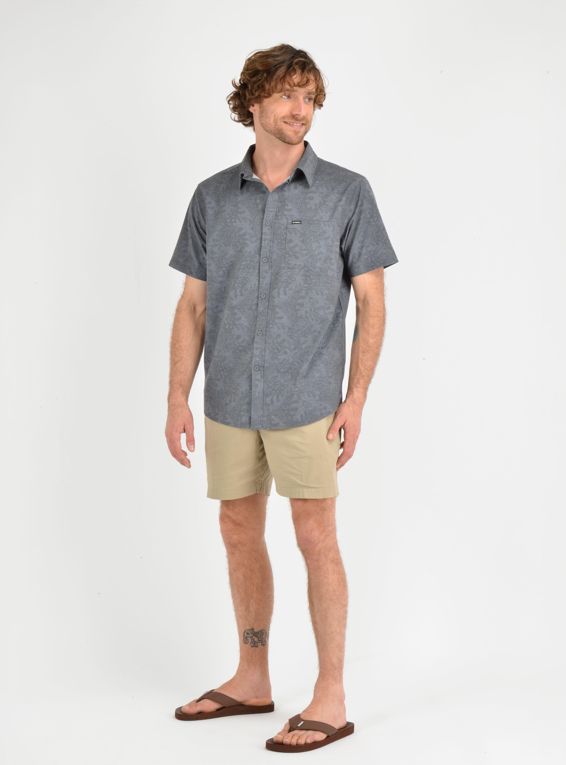 CAMISA MANGA CORTA TVLR UPF TRAVERSE  LEAF  GRIS-2