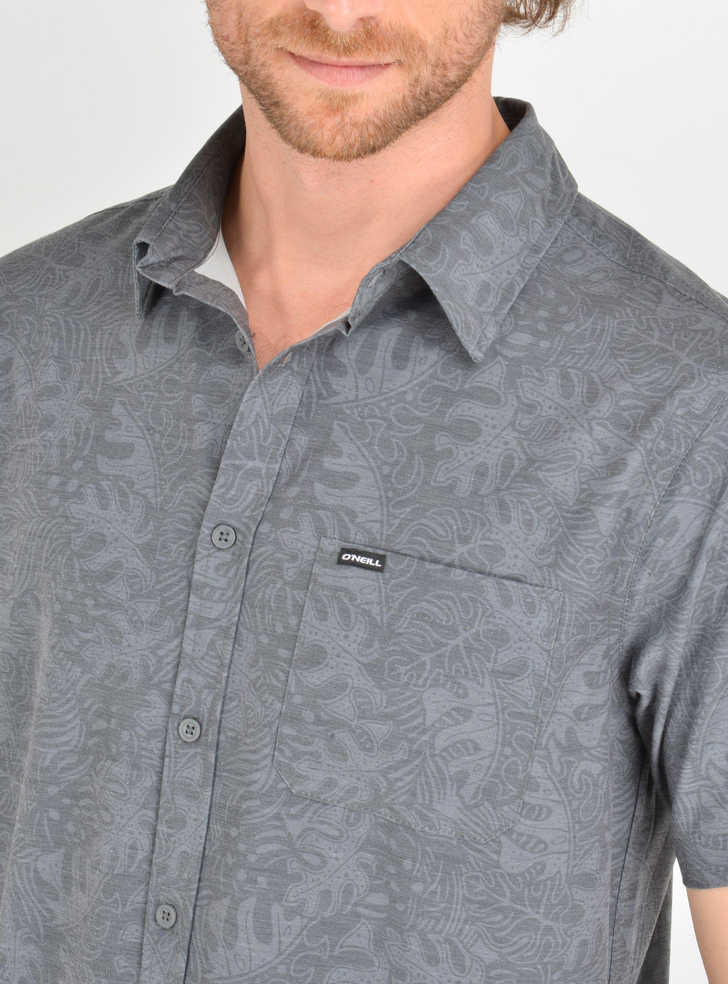 CAMISA MANGA CORTA TVLR UPF TRAVERSE  LEAF  GRIS-4
