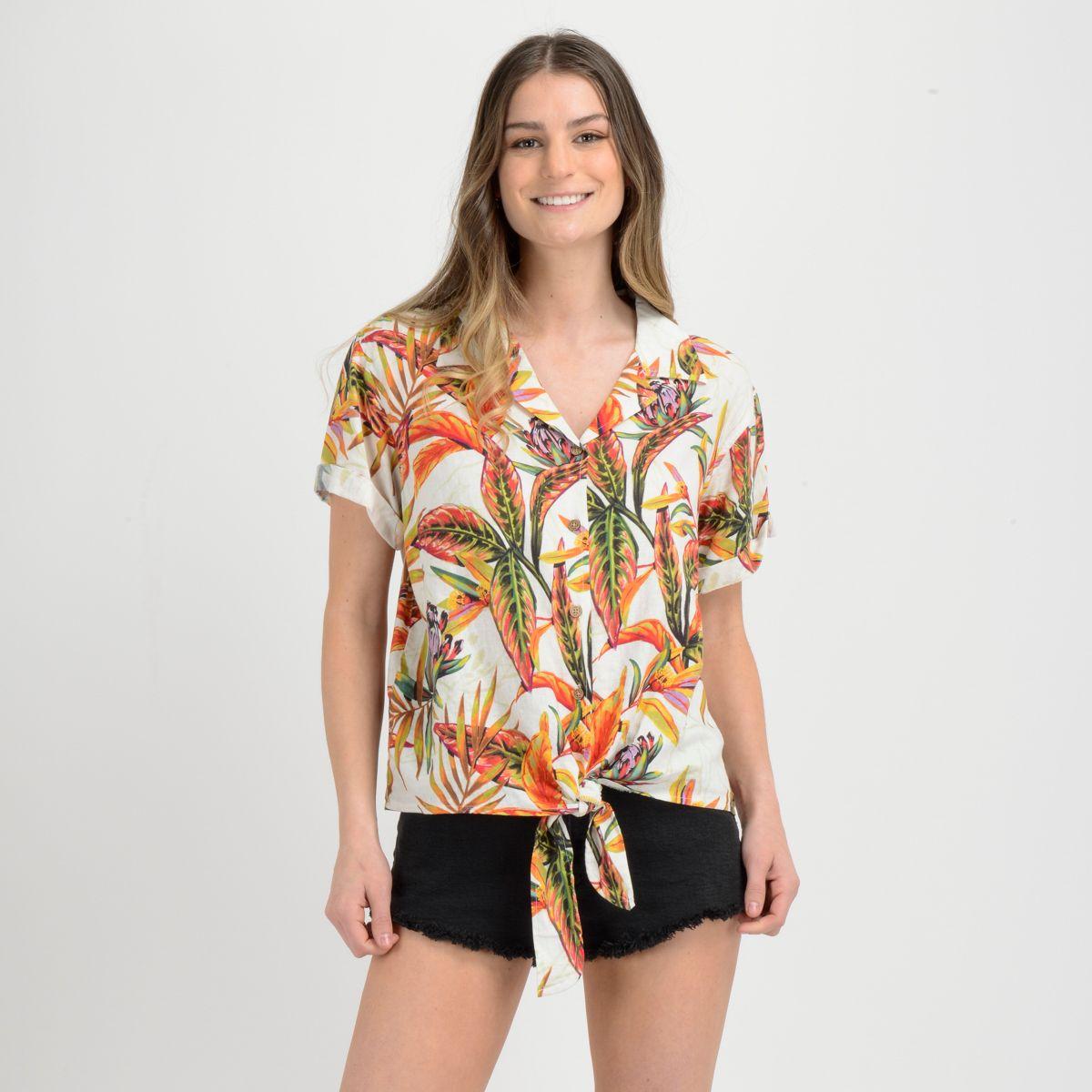 BLUSA MANGA CORTA RAPPORT  BLANCO-0