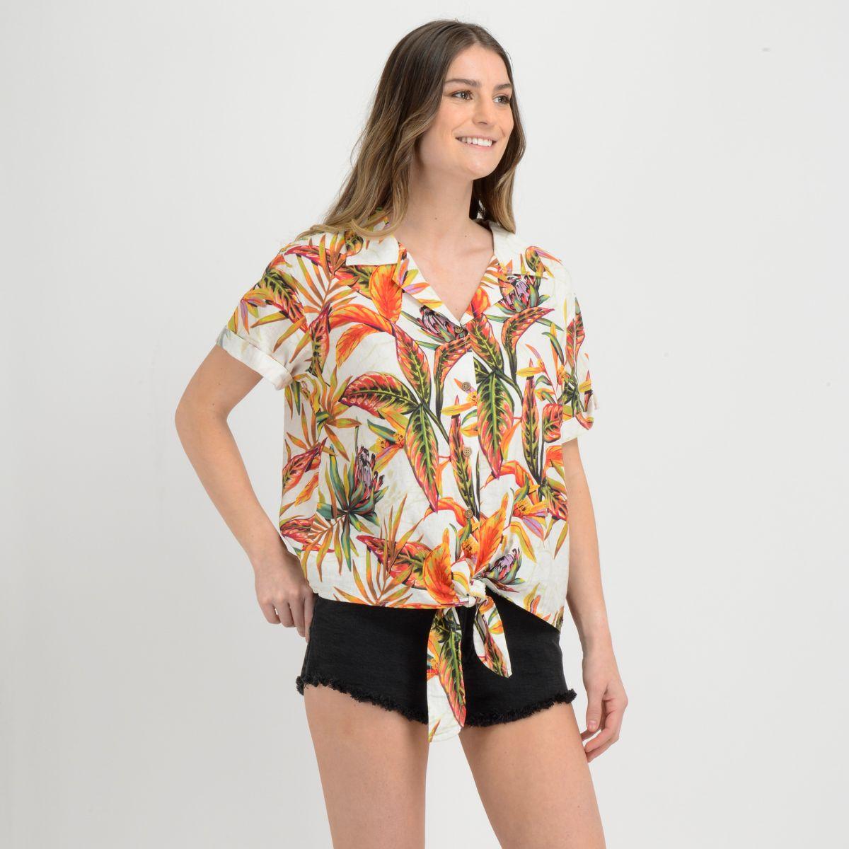 BLUSA MANGA CORTA RAPPORT  BLANCO-1