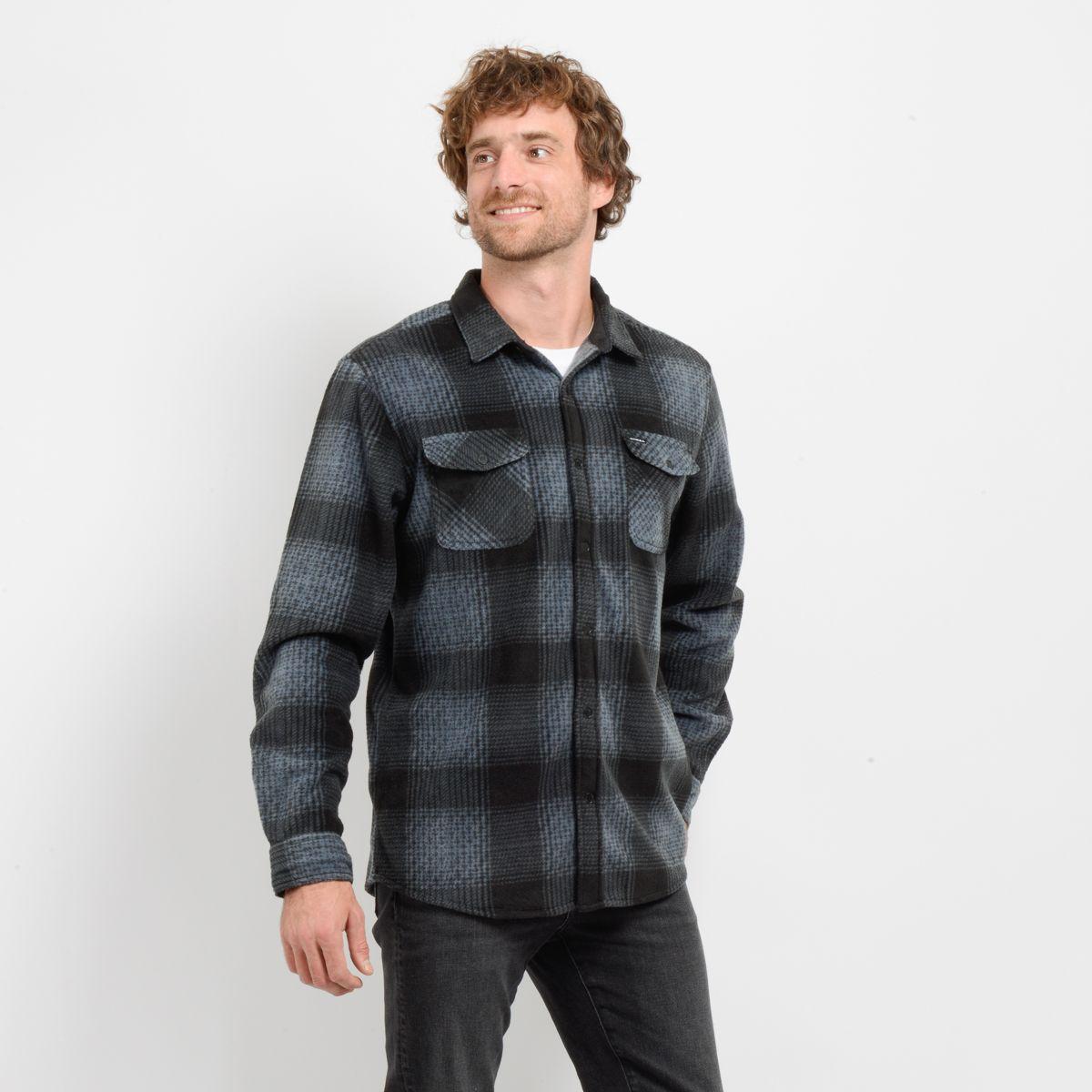 CAMISA POLAR GLACIER PLAID GRIS OSCURO-3
