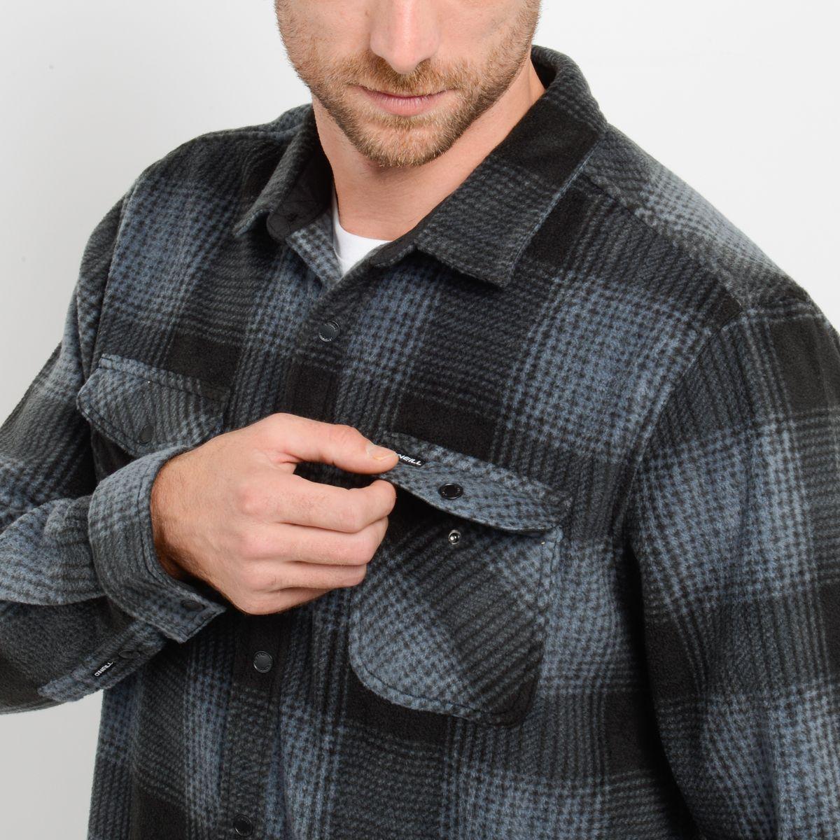 CAMISA POLAR GLACIER PLAID GRIS OSCURO-4